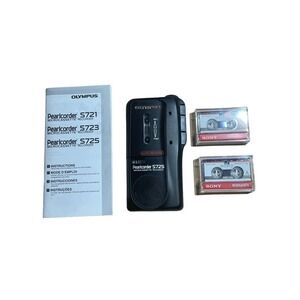 Olympus Pearlcorder S725 Handheld Cassette Voice Recorder w/extra tapes &manual